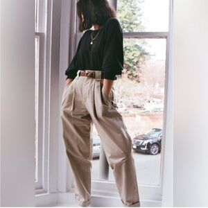 Na Nin Townes Trousers in Cotton Twill Khaki Small